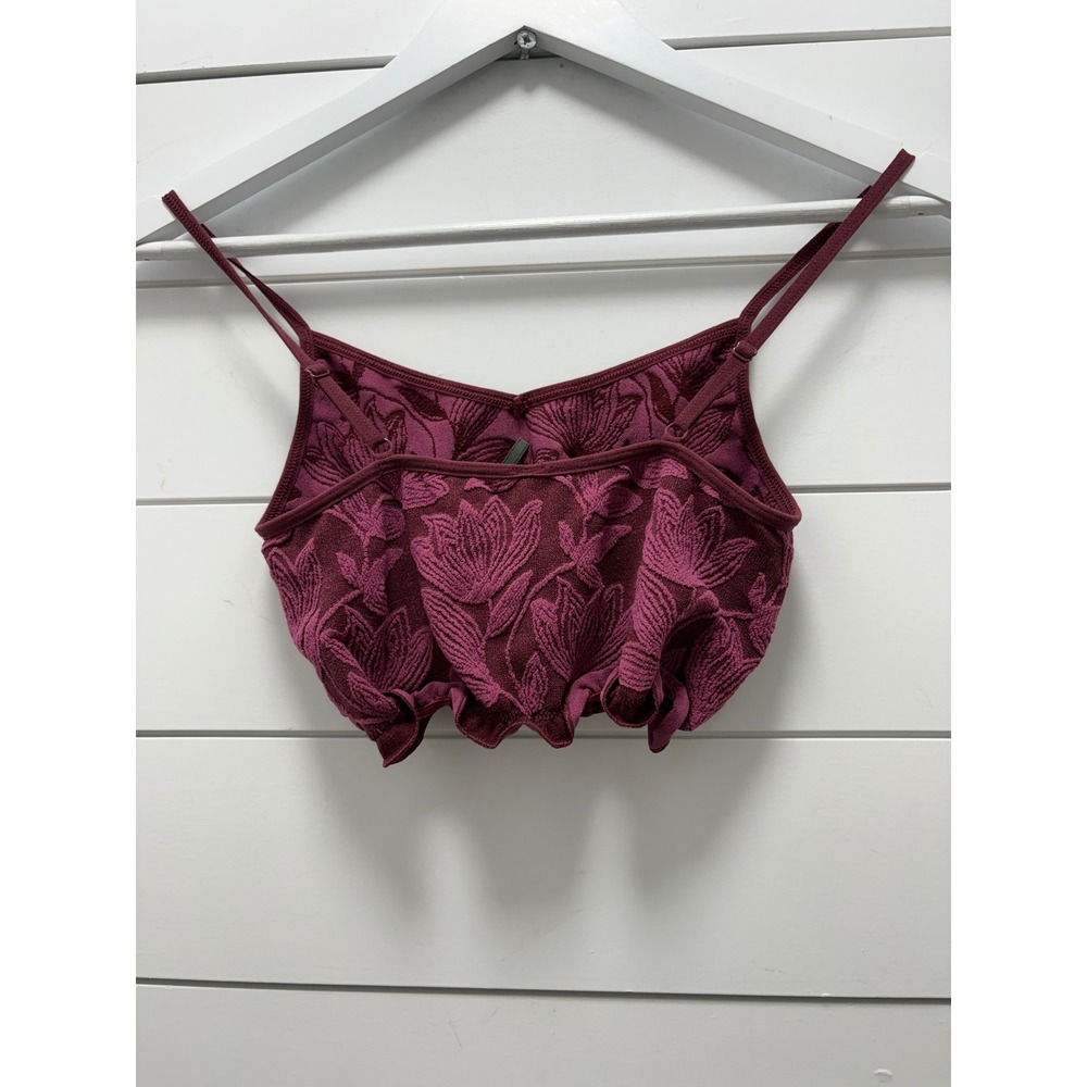 By Anthropologie Seamless Floral Ruffle-Hem Bralette Size S/M - Picture 2 of 2